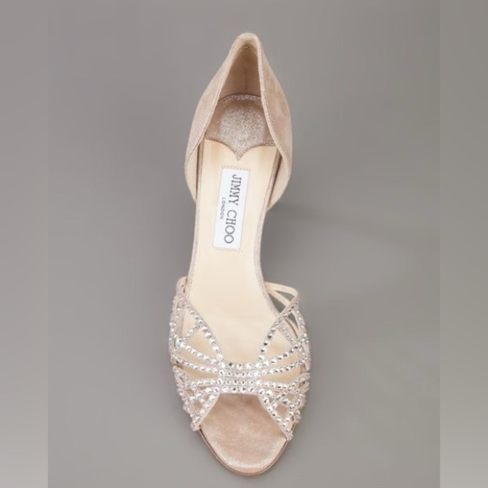 Jimmy Choo Dayton Shimmer Suede sandal with hotfix crystals - size 39.5
